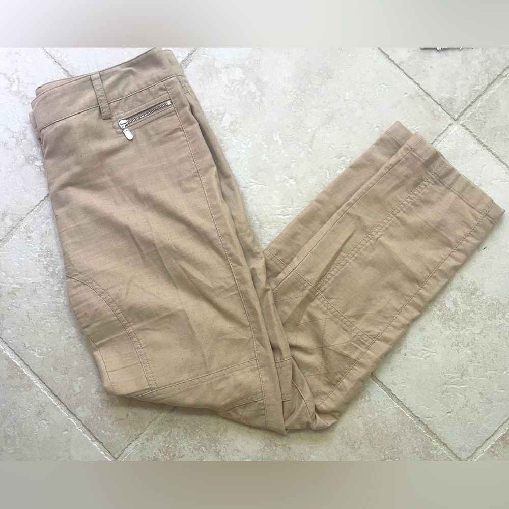 Etcetera Womens Size 6 Tan Dress Pants Jodphur Silver Button Fall And Spring